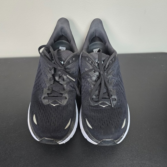 Hoka Shoes Womens Size 10.5 B Black White Clifton 8 Performance Run Gym Sneakers - Picture 4 of 9
